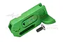 A green anodized aluminium centre gearbox mount by GPM Racing with a single flat-head screw, shown against a white background.