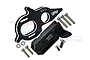 GPM Racing black aluminium centre gearbox and motor mount set with included screws and washers on a white background.