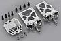 Rovan silver aluminium differential bracket set for 5IVE-T RC cars, including two main mounts, a cover plate, bearings, and various black screws.
