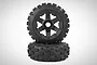 Rovan 4.7/5.5 Wasteland 2nd Gen Wasteland Front Tyres on Black Rims - Glued Wheels 2Pcs 850781