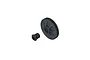 A black plastic spur gear and a matching splined gear adapter shown against a plain white background.