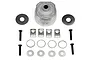 HPI Savage aluminium differential case set including housing, screws, washers, and shims on a white background.