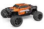 HPI Savage XL Flux V2 1/8 scale RC monster truck in orange and black livery on a white background.