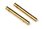 Two gold-colored titanium nitride suspension arm pins for HPI RC vehicles, shown against a white background.