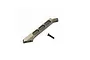 A gunmetal grey aluminium torque rod and a single black flat-head screw on a white background.