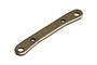 A metal HPI Racing front suspension arm pin brace for RC vehicles, featuring a flat, elongated design with four mounting holes.