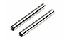 Two silver metal suspension arm pins for HPI RC vehicles, shown against a plain white background.