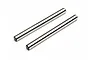 Two HPI Racing suspension arm pins for RC vehicles, shown as polished silver metal cylinders on a white background.