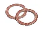 Two circular brown friction slipper clutch pads for HPI RC vehicles, shown on a white background.
