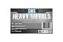 Product label for Scale Modellers Supply Heavy Metals paint set, showing the set name, contents, and included paint colours against a metallic background.