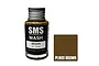 A 30ml bottle of Scale Modellers Supply Brown oil-based weathering wash with a silver screw cap, next to a brown color swatch labeled PLW01 BROWN.