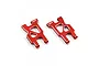 Two red anodized aluminium rear suspension arms for Kyosho Mini-Z by Yeah Racing, featuring YR logo engraving.
