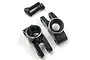 Two black aluminium rear hubs for Kyosho Mini-Z with two matching black screws on a white background.