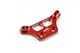 A red anodized aluminium front shock tower for a Kyosho Mini-Z RC car, featuring the Yeah Racing logo, isolated on a white background.