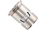 A metal cylinder sleeve for an RC nitro engine, showing the port cutouts and a polished finish against a white background.