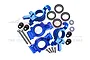 GPM Blue Aluminium Oversized Front Steering & Rear Hubs Set TXM2122L-B