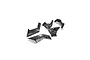 A set of four black camouflage patterned plastic chassis guards for an ARRMA RC vehicle, featuring ARRMA branding and NO STEP text.