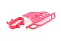 A pink Traxxas front bumper and mounting bracket for an RC vehicle, shown on a white background.
