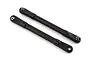 Two black Traxxas Sledge front camber links with pre-installed metal hollow balls, shown against a white background.