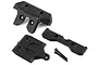 Traxxas Sledge rear bumper assembly including skid plate, tie bar mount, and two mounting screws on a white background.