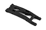 A single black heavy-duty rear suspension arm for a Traxxas RC vehicle, shown from an angled perspective against a white background.