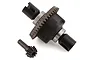 Traxxas assembled differential unit with a separate pinion gear on a white background.
