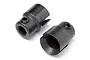 Two black metal RC drive cups for Maverick Blackout MT, showing the cylindrical shape with slots and set screws.
