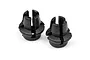 Two black plastic RC body clips or mounts shown against a plain white background.