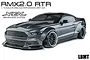 A grey MST RMX 2.0 LBMT 1/10 scale RC drift car with a wide-body Mustang-style shell on a white background.