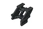 A black plastic ARRMA rear wing mount set for RC vehicles, shown from a high-angle studio perspective.