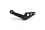A carbon fiber gear box brace for a Kyosho Optima Mid RC car, featuring a distinct angled shape with multiple mounting holes.