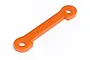 An orange anodized aluminium front lower brace for HPI RC vehicles, featuring a flat bar design with circular mounting holes at each end.