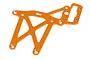 An orange anodized aluminum rear upper plate for HPI Baja RC vehicles, featuring a lightweight truss design with multiple mounting holes.
