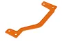 An orange anodized aluminium centre chassis brace for HPI Baja RC vehicles, shown against a plain white background.
