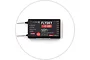 FlySky FS-SR8 8-channel 2.4GHz RC receiver with dual antennas, showing port labels and bind button on a black casing.
