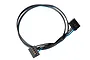 A Traxxas Maxx link cable featuring black and blue wires with two black plastic connectors on a white background.