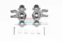 Two grey aluminium RC axle carriers with mounting screws and white plastic spacers on a white background.