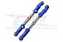 Two blue anodized aluminium adjustable steering linkages with silver metal shafts and GPM Racing branding on a white background.
