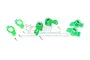 GPM Green Front Hub Carriers (C-Hubs), Steering Hubs & Rear Hubs Set TXMS192122-G