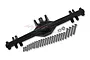 GPM black aluminium rear differential housing for RC vehicles with a large set of included mounting screws and washers.