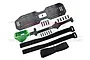 GPM Racing green aluminium servo mount and carbon fibre battery compartment set with mounting hardware and straps.