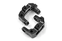 A pair of black anodized aluminium C-hub steering carriers for RC cars by Yeah Racing, featuring the YR logo.