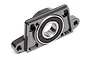 Gunmetal grey aluminium spur gear mount for HPI Baja RC vehicles, featuring a pre-installed ball bearing.