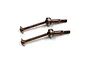 Two brown Yeah Racing spring steel CVD driveshafts for RC cars, each marked with YR and 37mm, isolated on a white background.