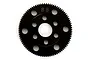 A black CNC machined spur gear with 88 teeth, featuring a central hole and several weight-reduction holes around the perimeter.