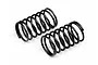 Two black metal coil springs for RC car suspension, shown side-by-side on a white background.