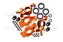 GPM Orange Aluminium Oversized Front Steering & Rear Hubs Set TXM2122L-OR