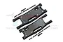 Two black aluminium RC rear lower suspension arms with carbon fibre protection plates and included mounting hardware.