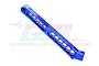A blue anodized aluminium rear chassis brace by GPM Racing, featuring a series of weight-reduction holes and laser-etched branding.