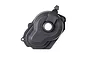 A black plastic Traxxas gear cover for RC vehicles, shown from a top-down studio perspective against a white background.
